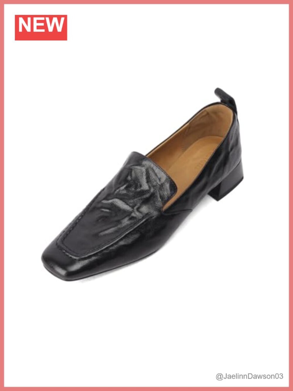 Women's Chunky Heel Loafers Pumps Square Toe Leather